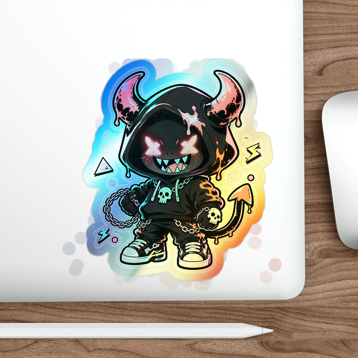 Neon Devil | Holographic Die-Cut Sticker