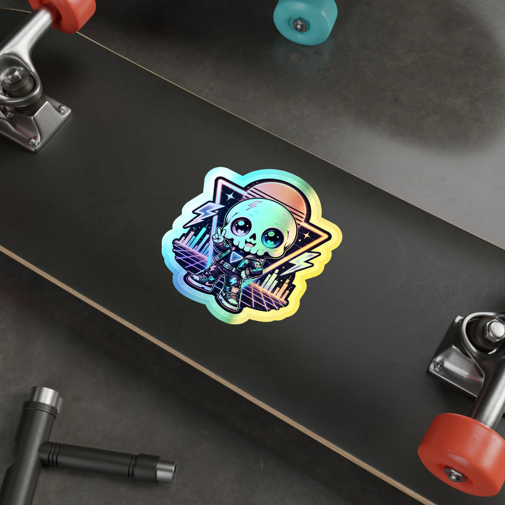 Neon Riot Skull | Holographic Die-Cut Sticker