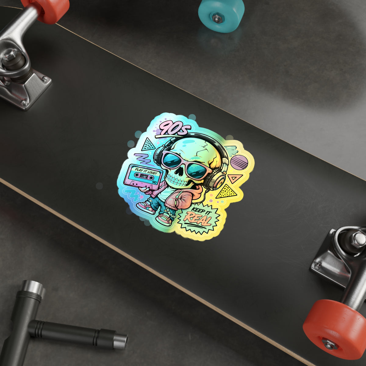Keep It Real Skull | Holographic Die-Cut Sticker