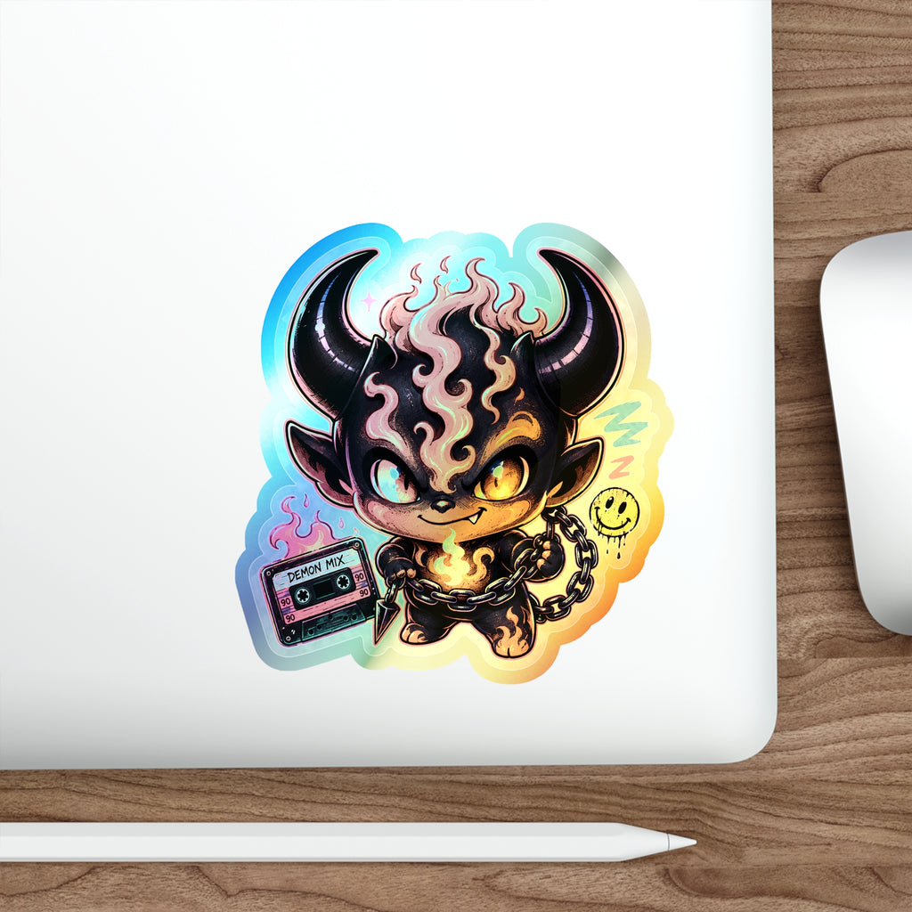 Fire Demon | Holographic Die-Cut Sticker