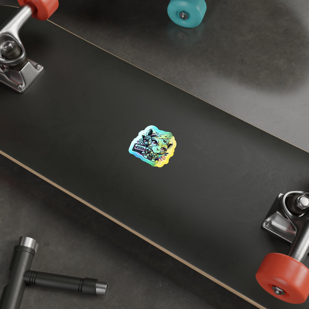Retro Gamer Bear | Holographic Die-Cut Sticker