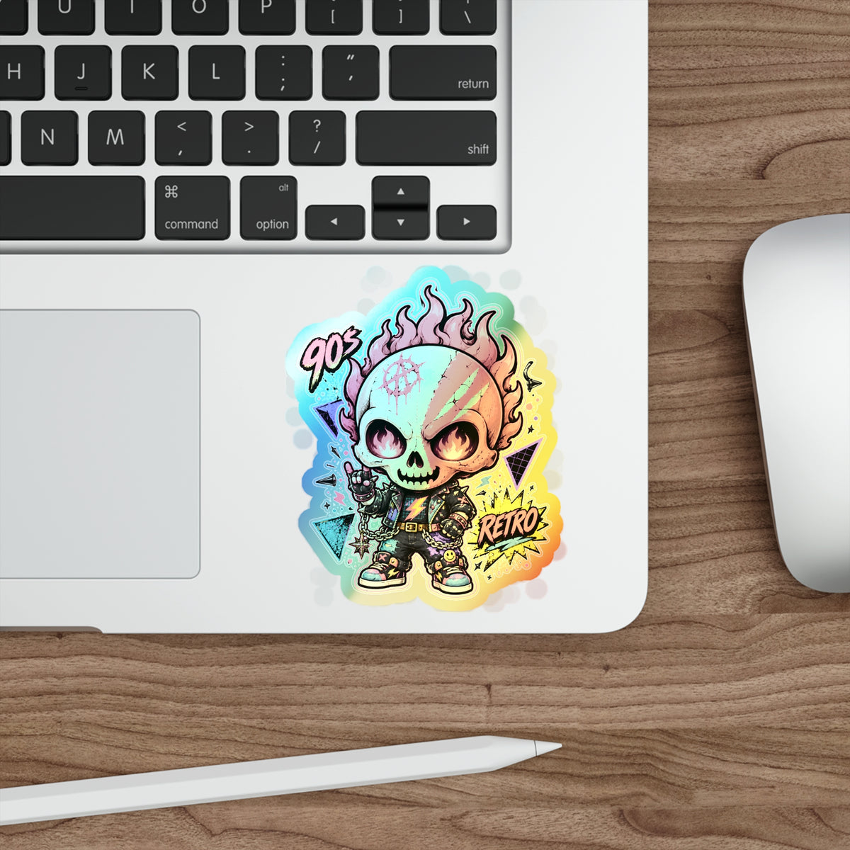 Retro Riot Skull | Holographic Die-Cut Sticker