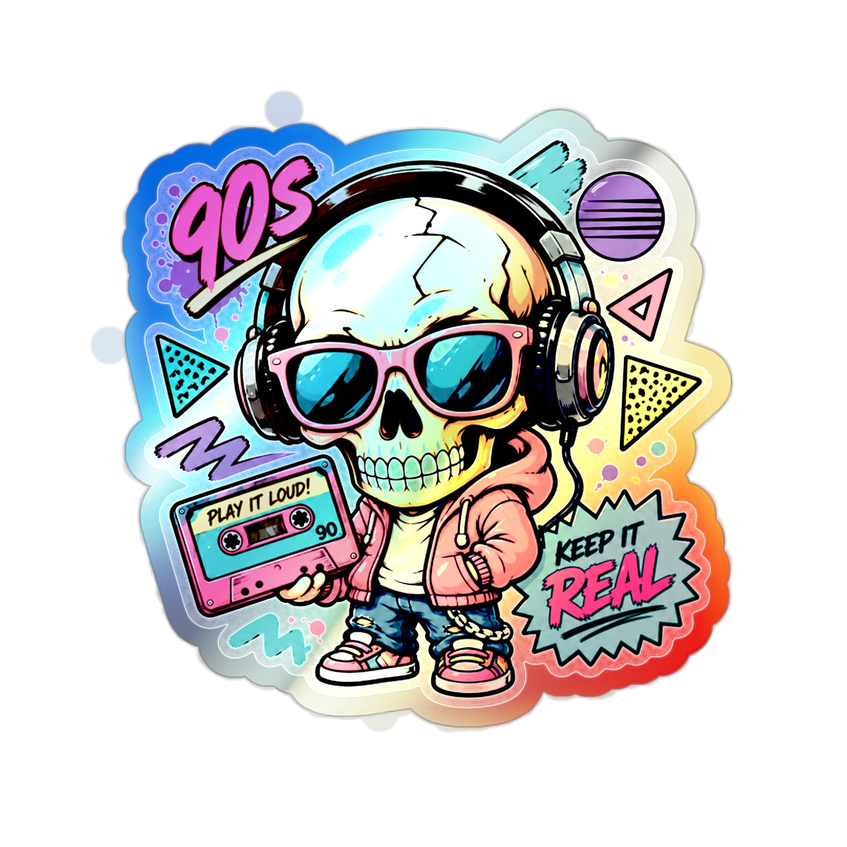 Keep It Real Skull | Holographic Die-Cut Sticker