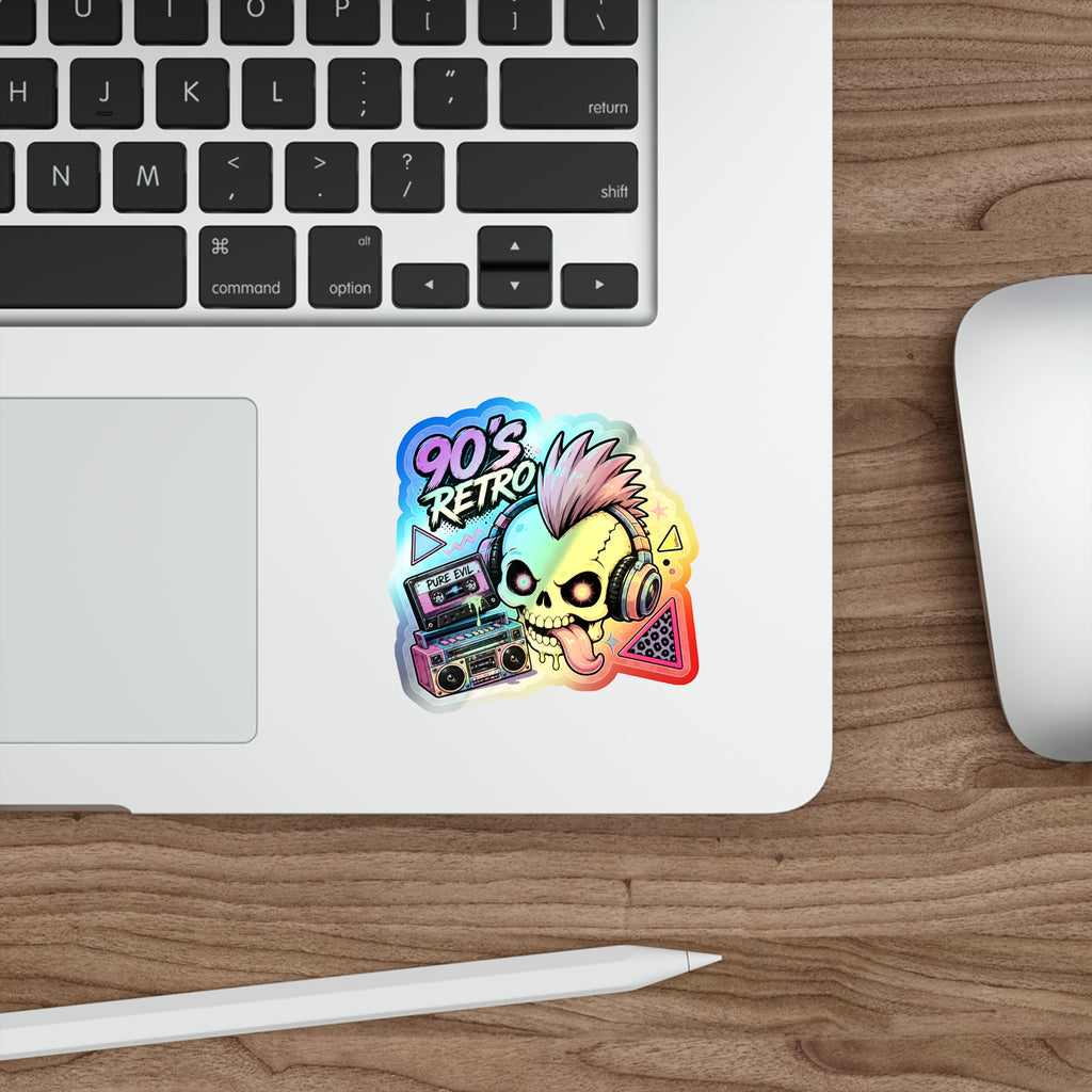 Retro Punk Skull | Holographic Die-Cut Sticker