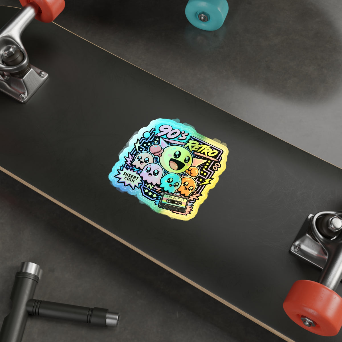 Arcade Ghosts & Mixtape | Holographic Die-Cut Sticker