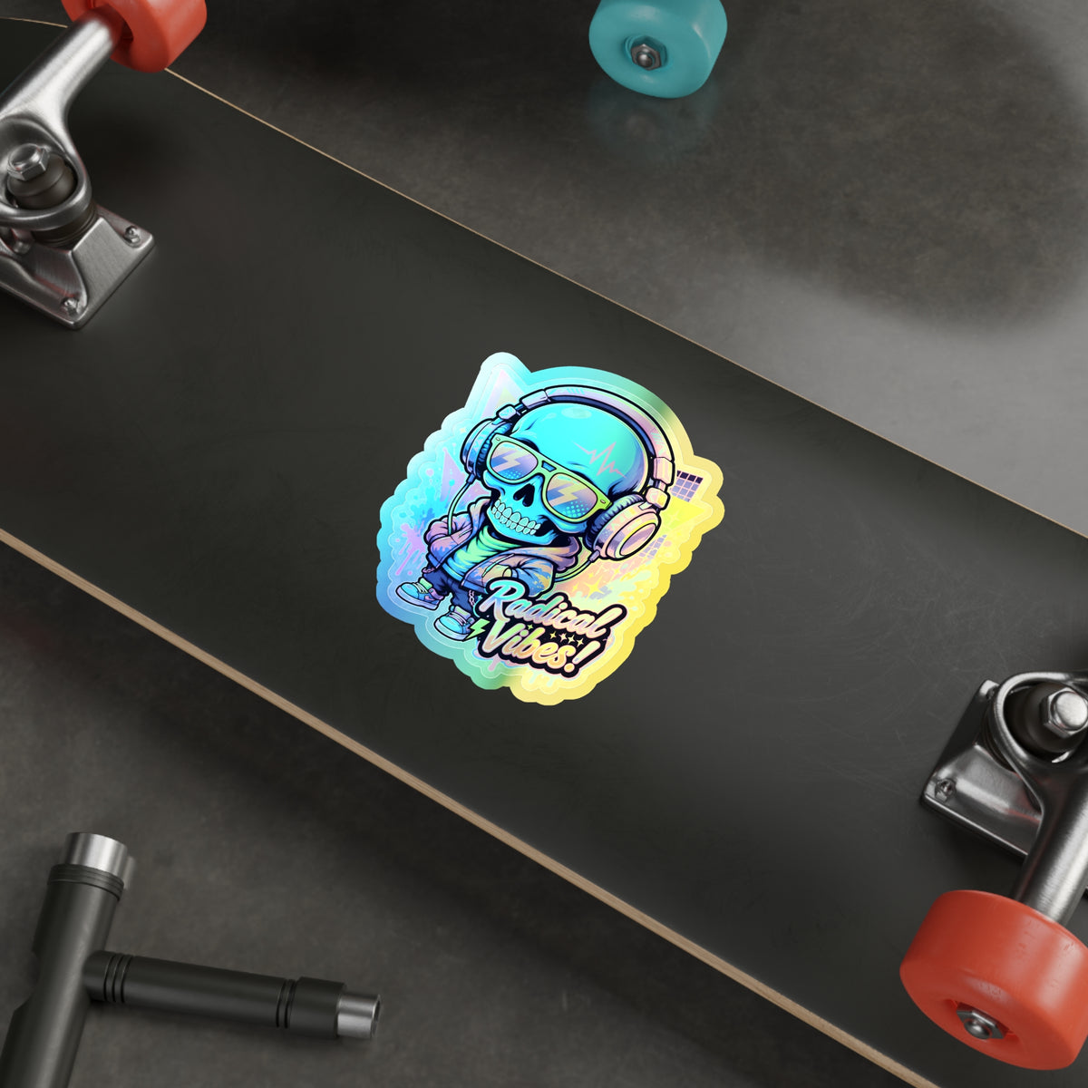 Radical Vibes Skull | Holographic Die-Cut Sticker