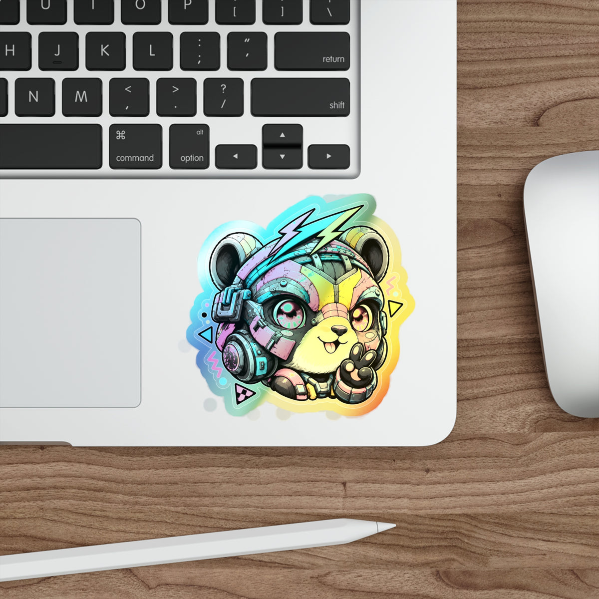 Neon Riot Panda | Holographic Die-Cut Sticker