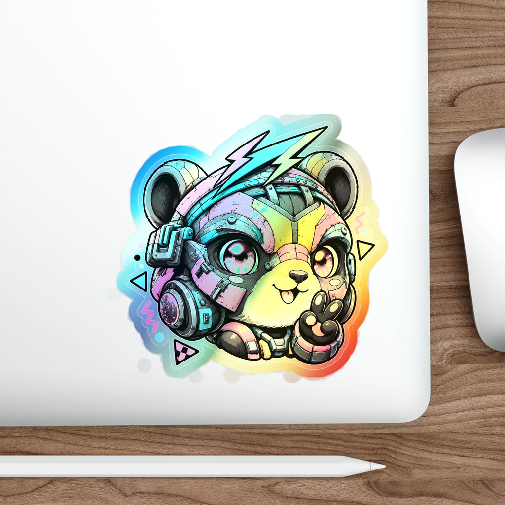 Neon Riot Panda | Holographic Die-Cut Sticker
