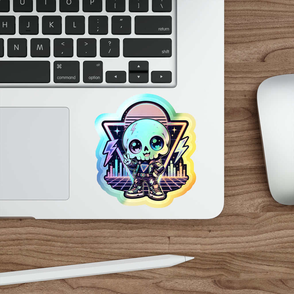 Neon Riot Skull | Holographic Die-Cut Sticker