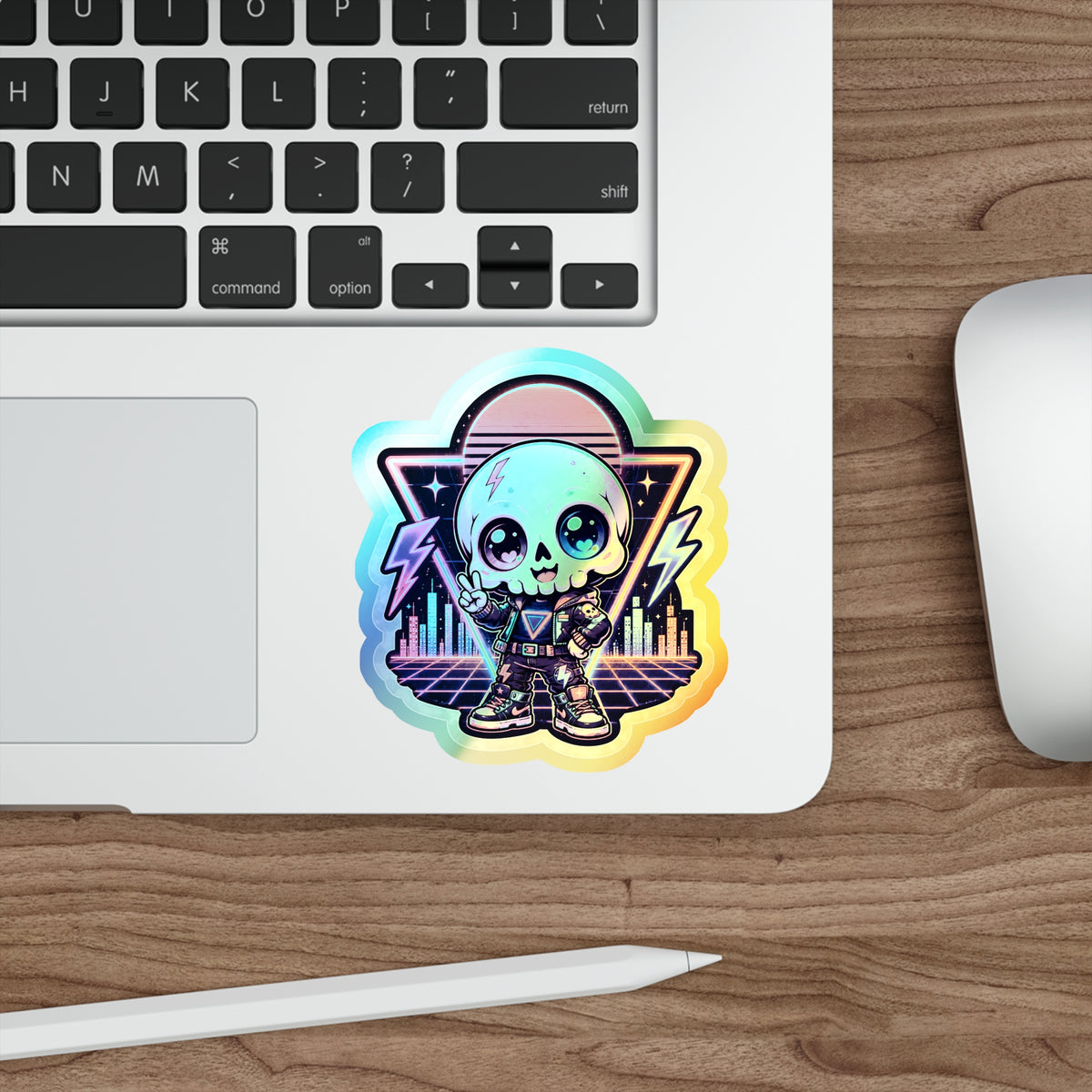 Neon Riot Skull | Holographic Die-Cut Sticker