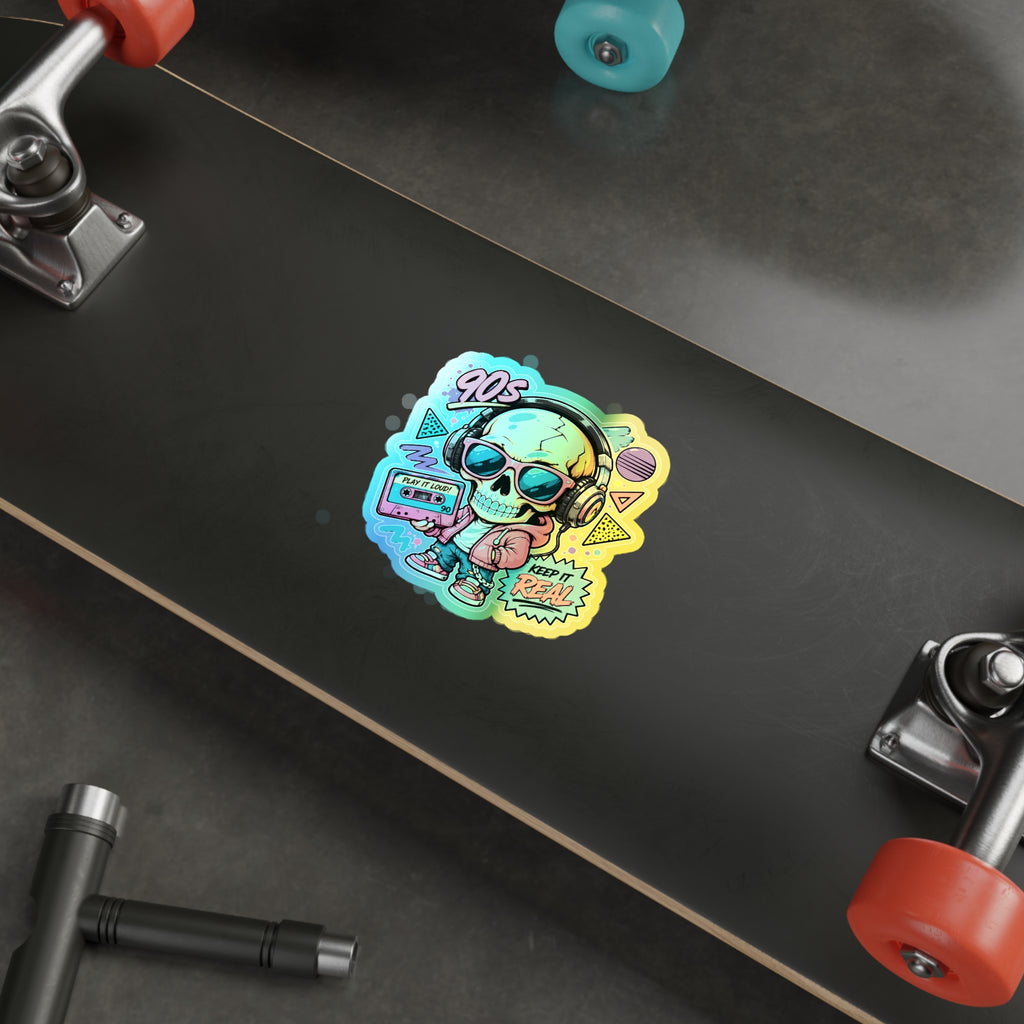 Keep It Real Skull | Holographic Die-Cut Sticker