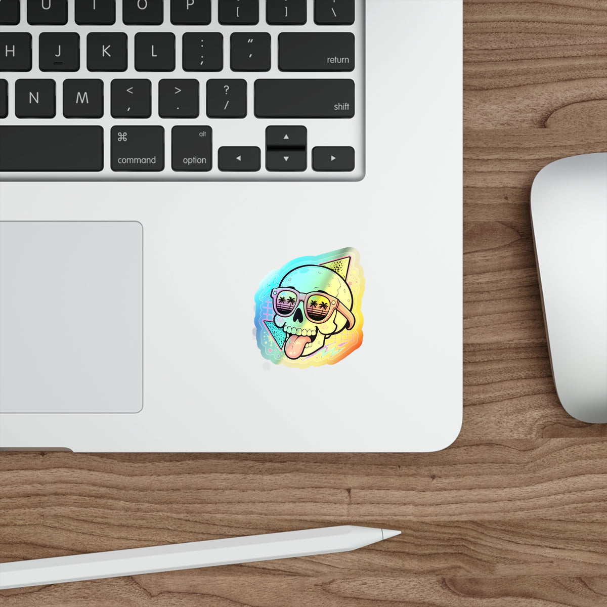 Palm Shades Skull | Holographic Die-Cut Sticker