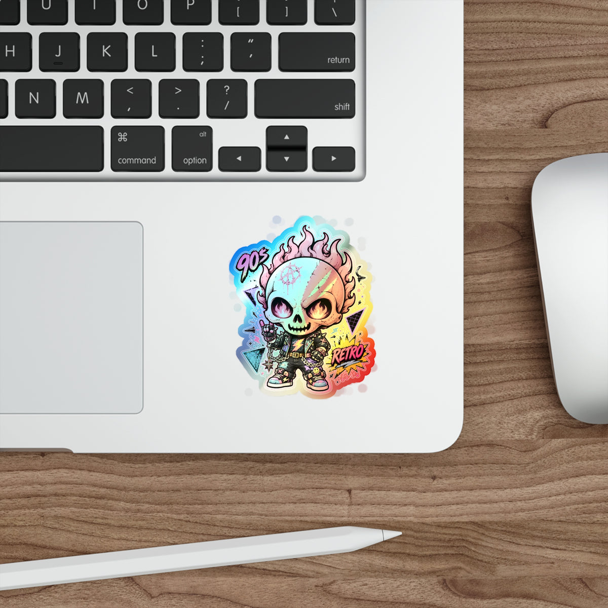 Retro Riot Skull | Holographic Die-Cut Sticker
