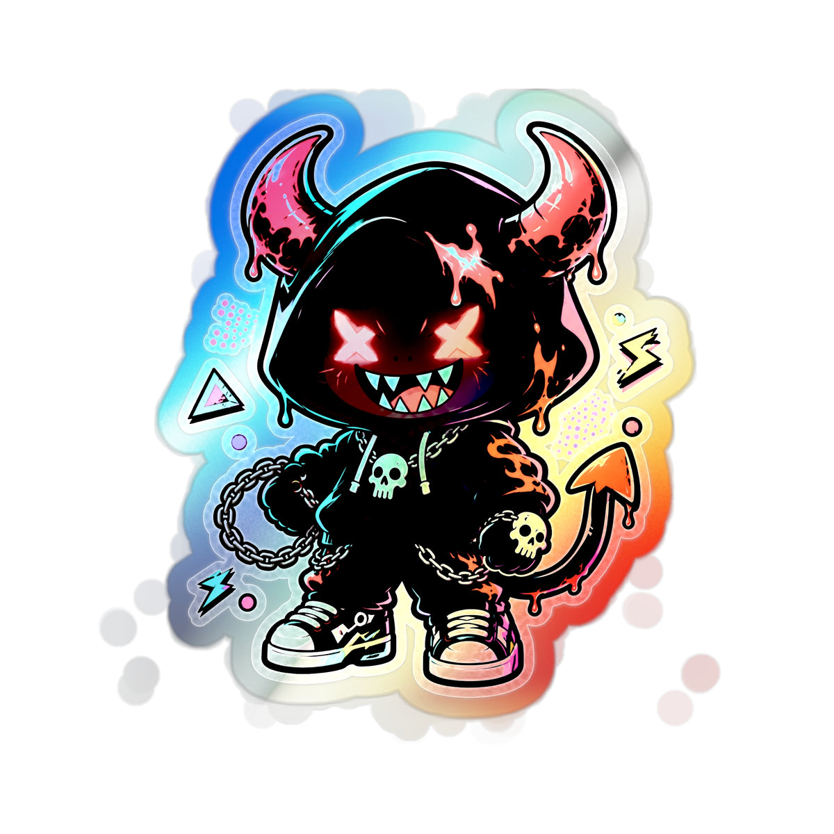 Neon Devil | Holographic Die-Cut Sticker