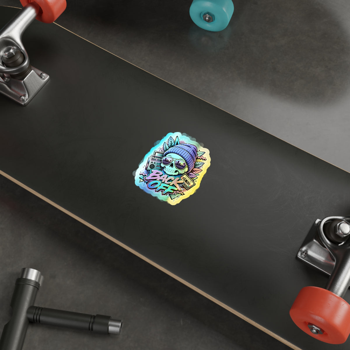 Back Off Skull | Holographic Die-Cut Sticker