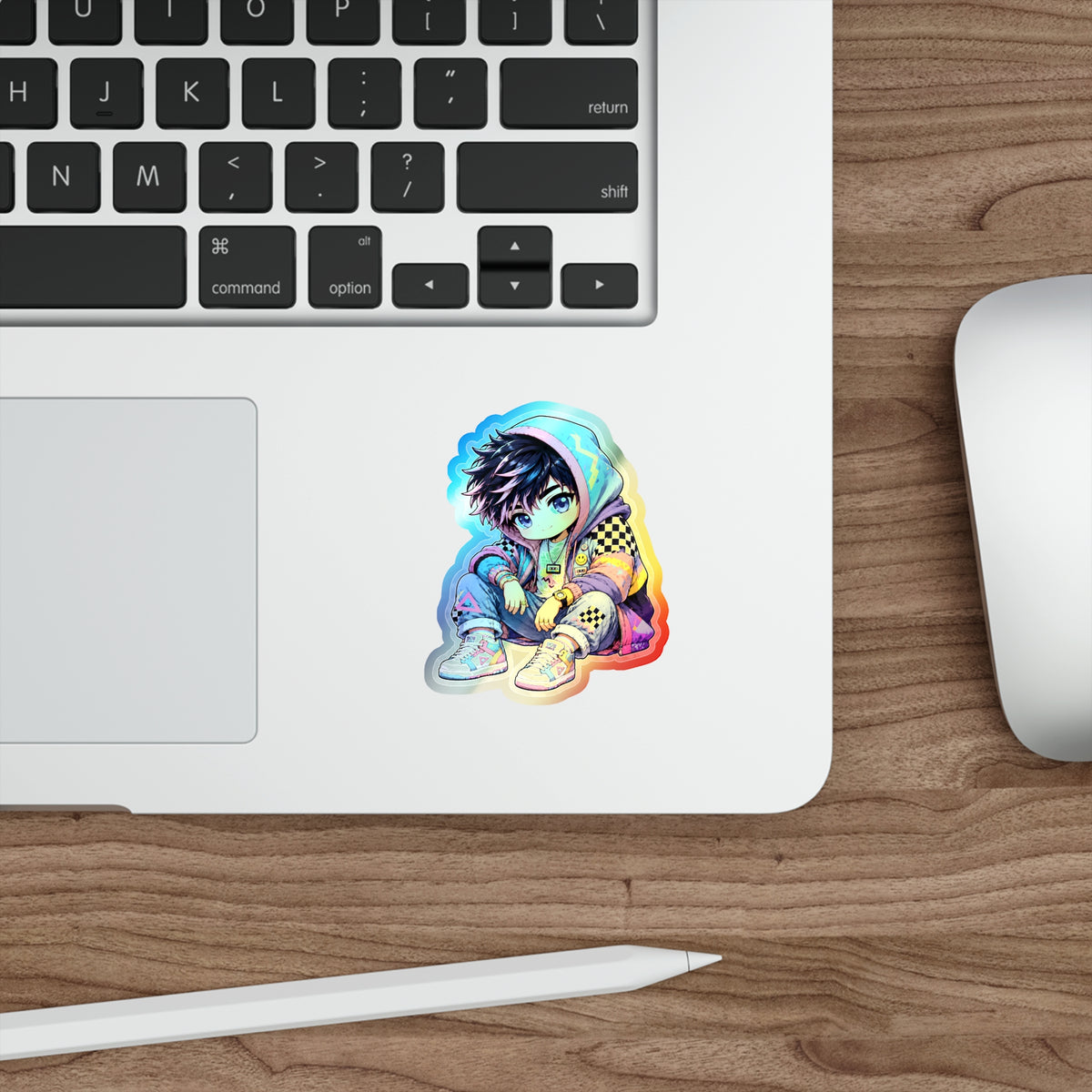 Neon Rebel Boy | Holographic Die-Cut Sticker