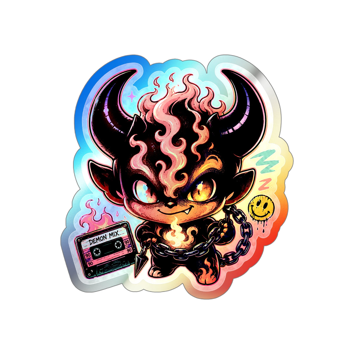 Fire Demon | Holographic Die-Cut Sticker