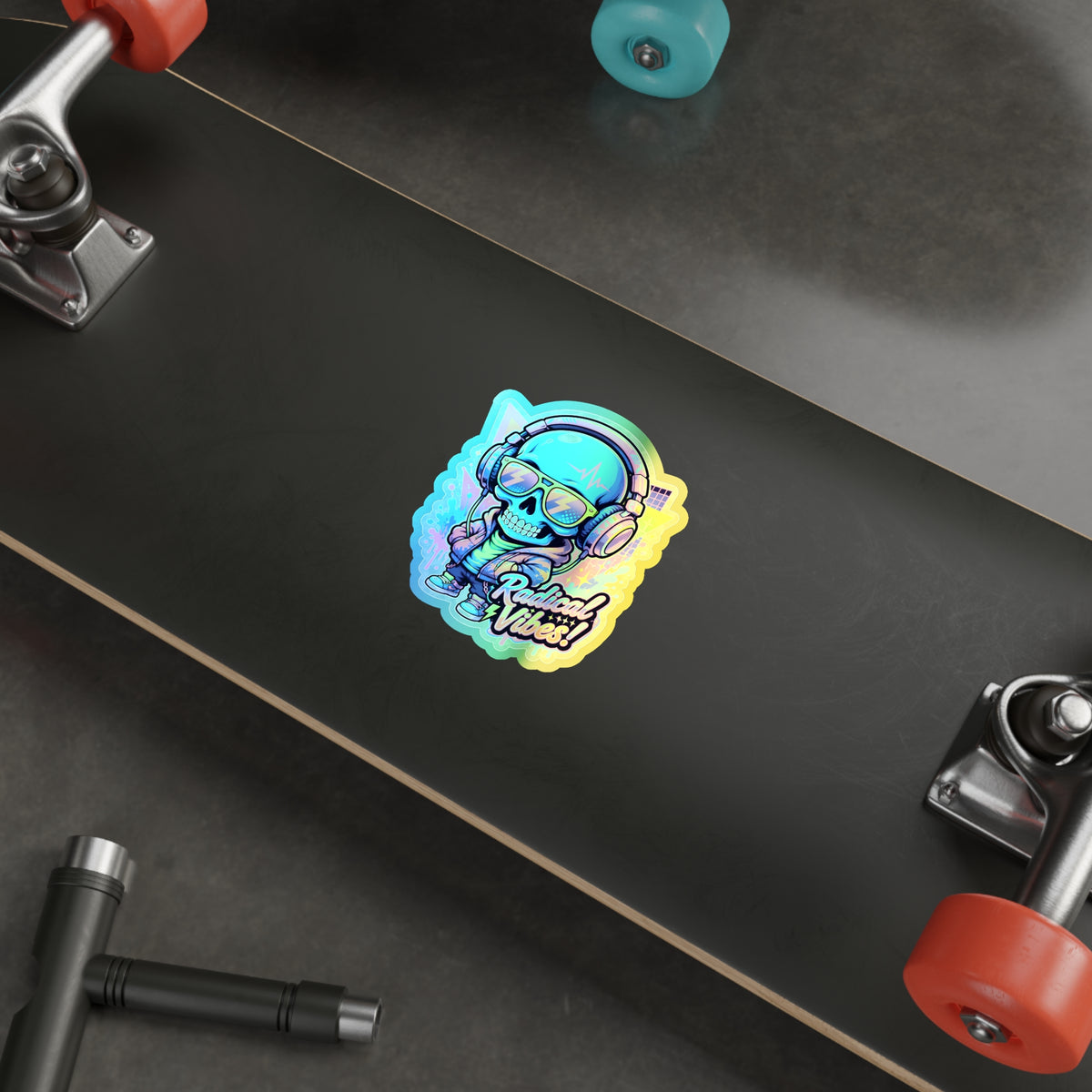 Radical Vibes Skull | Holographic Die-Cut Sticker