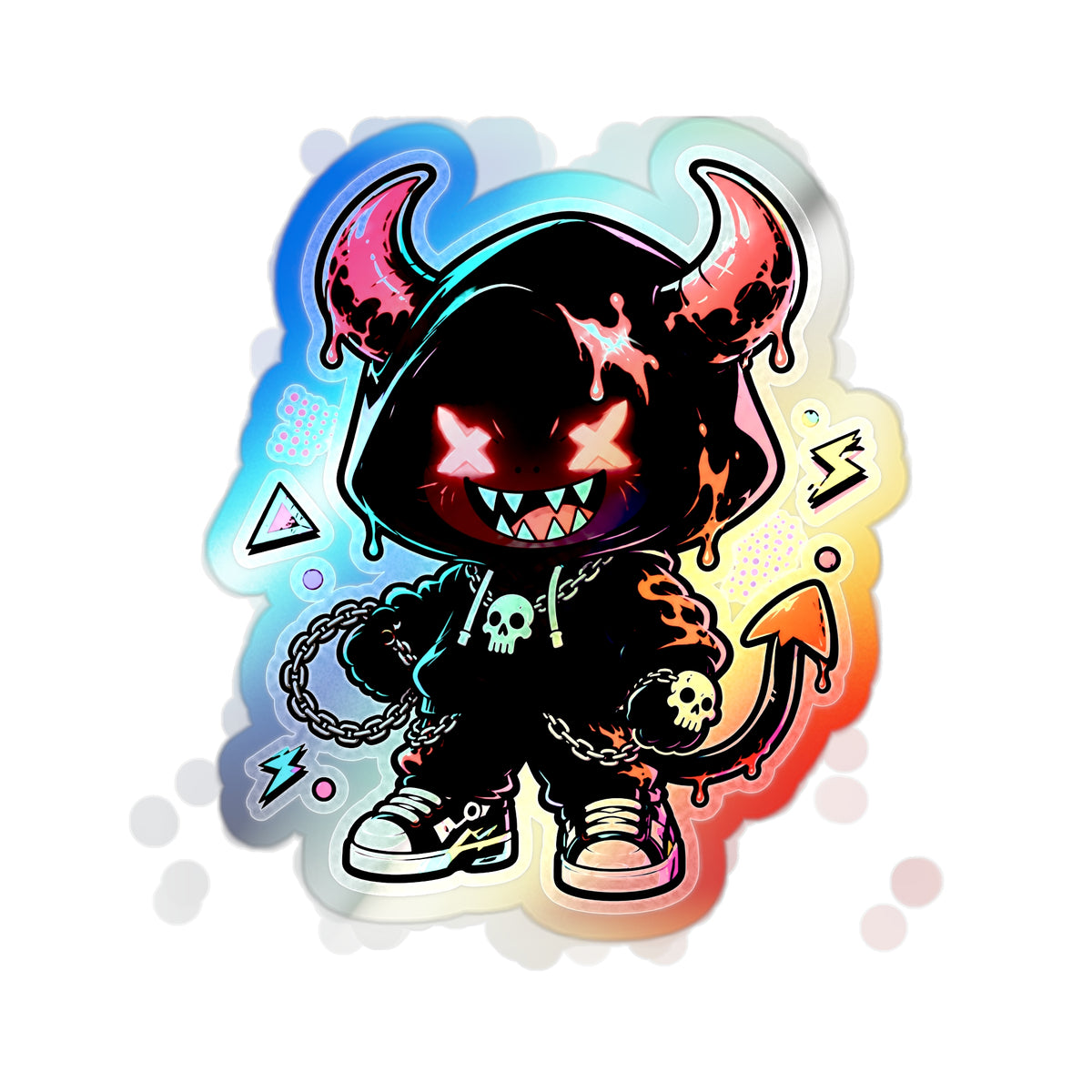 Neon Devil | Holographic Die-Cut Sticker