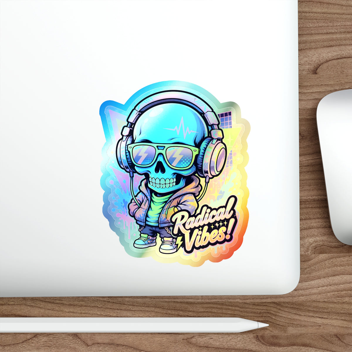 Radical Vibes Skull | Holographic Die-Cut Sticker