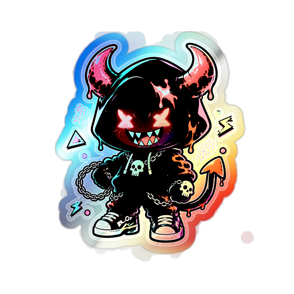 Neon Devil | Holographic Die-Cut Sticker
