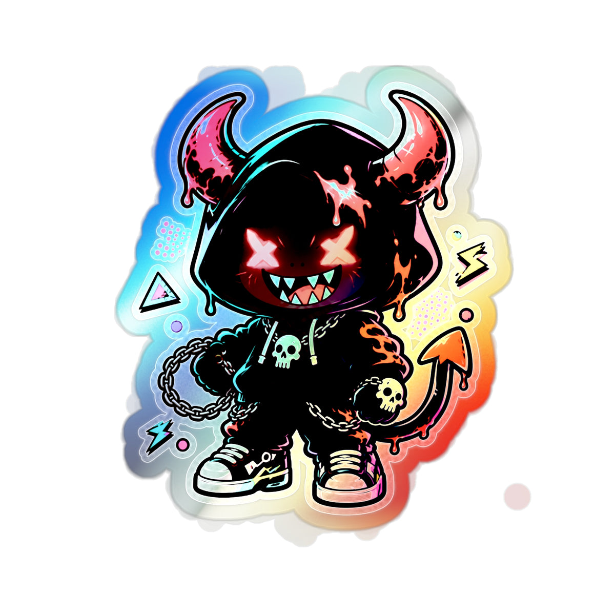 Neon Devil | Holographic Die-Cut Sticker