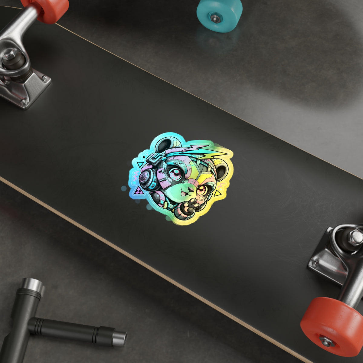 Neon Riot Panda | Holographic Die-Cut Sticker