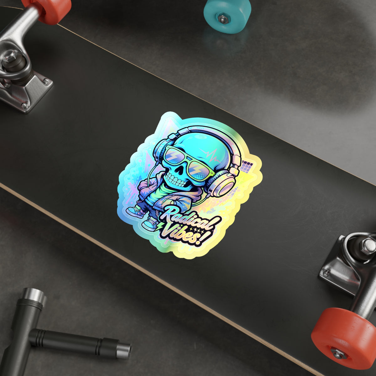 Radical Vibes Skull | Holographic Die-Cut Sticker