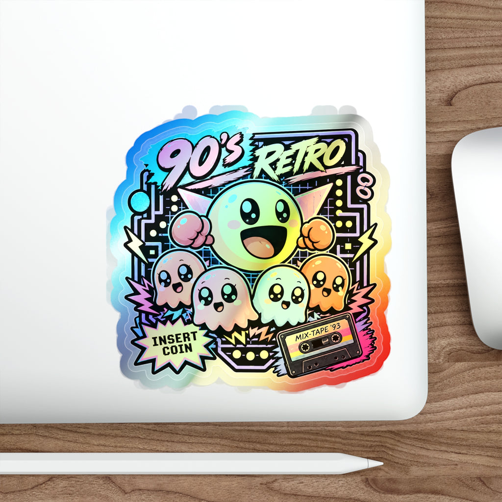 Arcade Ghosts & Mixtape | Holographic Die-Cut Sticker