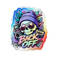 Back Off Skull | Holographic Die-Cut Sticker