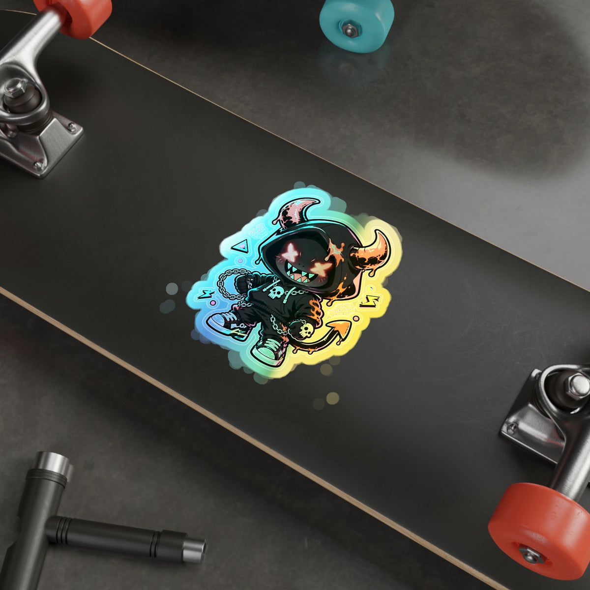 Neon Devil | Holographic Die-Cut Sticker