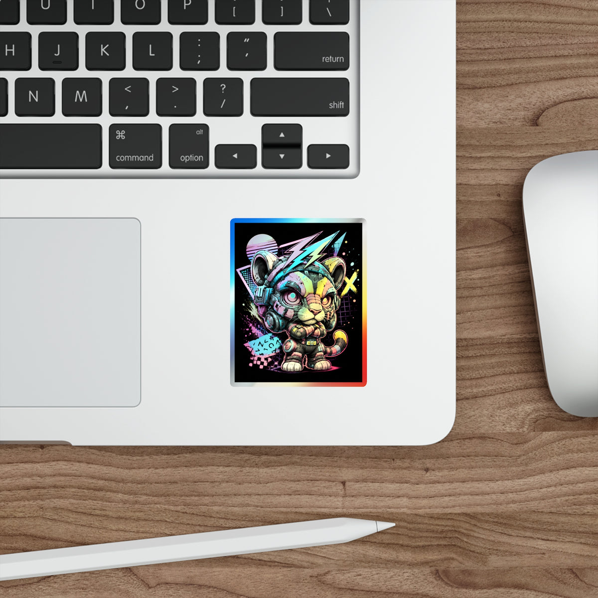 Neon Riot Cat | Holographic Die-Cut Sticker