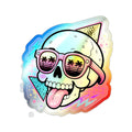 Palm Shades Skull | Holographic Die-Cut Sticker