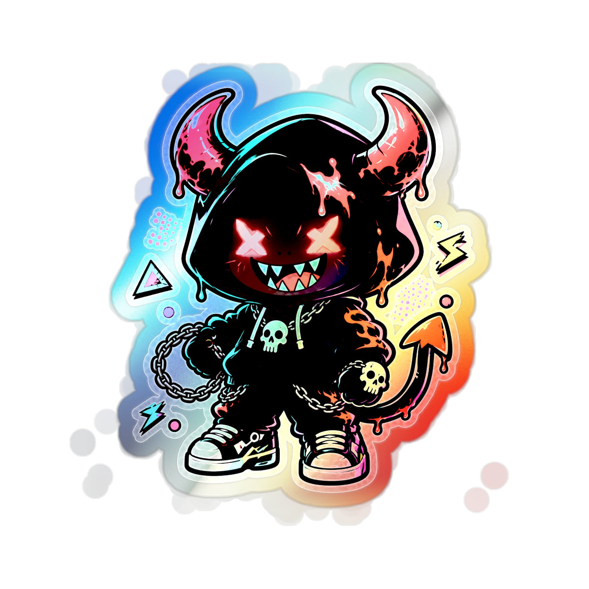 Neon Devil | Holographic Die-Cut Sticker