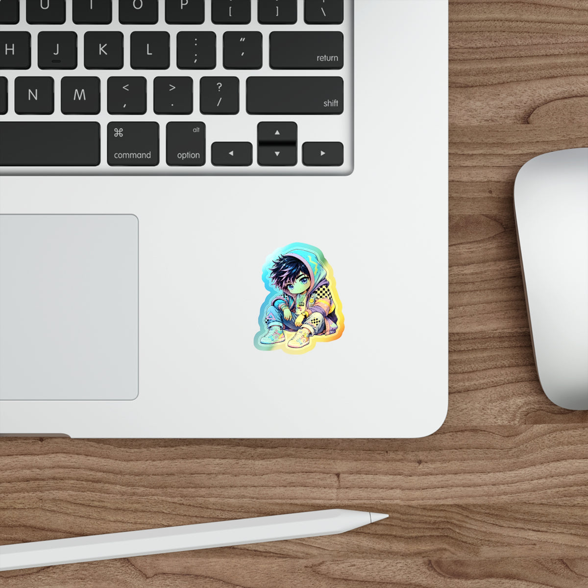 Neon Rebel Boy | Holographic Die-Cut Sticker