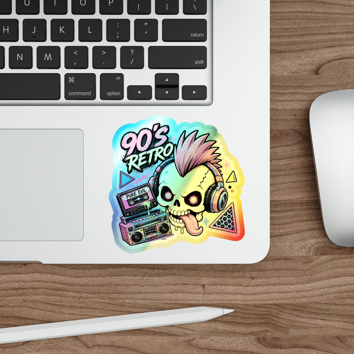 Retro Punk Skull | Holographic Die-Cut Sticker