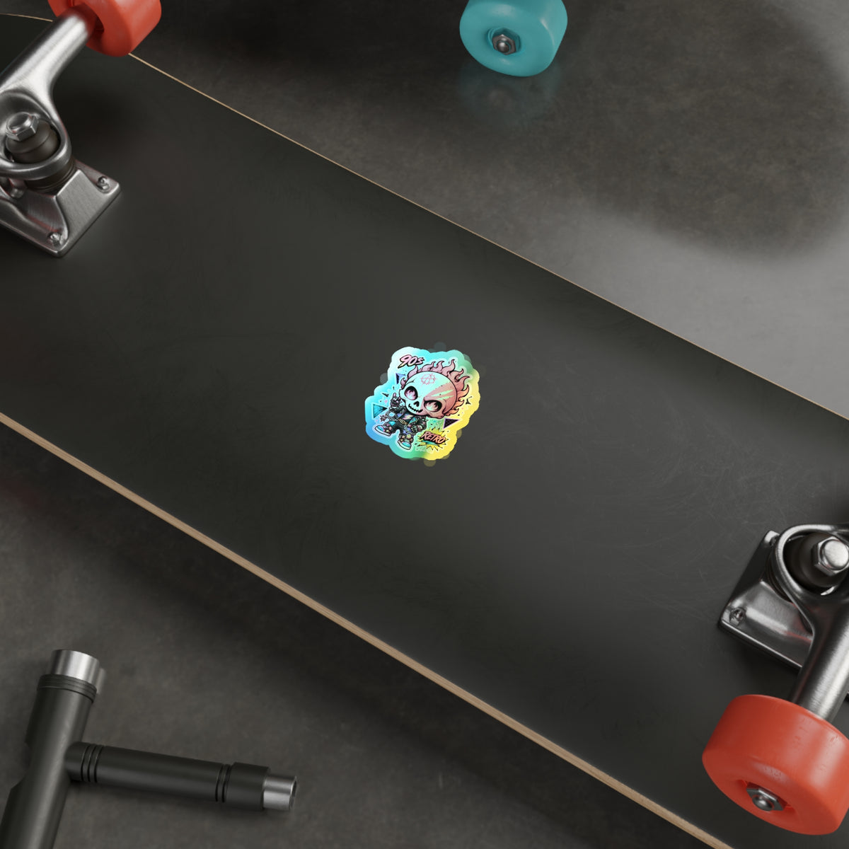Retro Riot Skull | Holographic Die-Cut Sticker