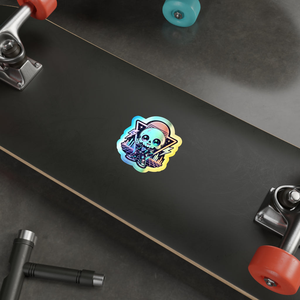 Neon Riot Skull | Holographic Die-Cut Sticker