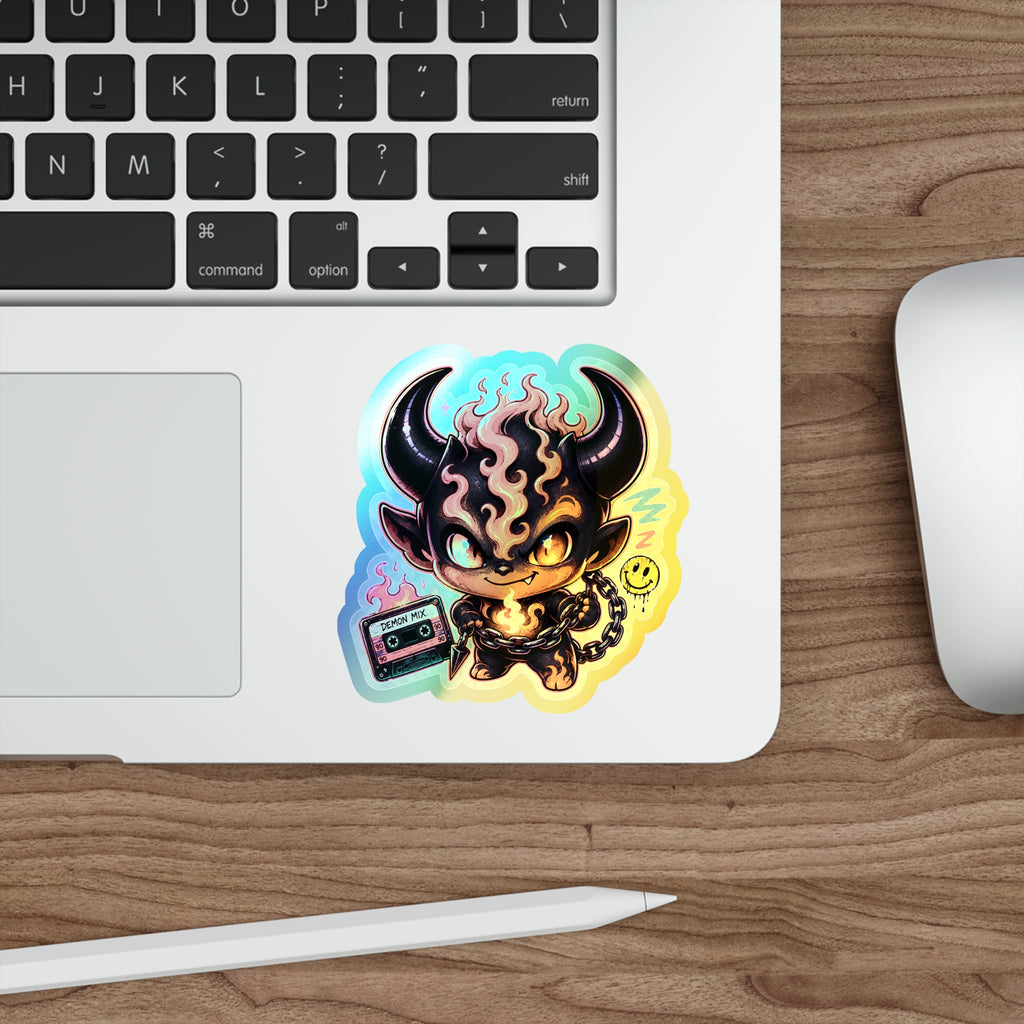 Fire Demon | Holographic Die-Cut Sticker