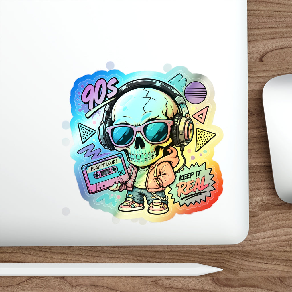 Keep It Real Skull | Holographic Die-Cut Sticker