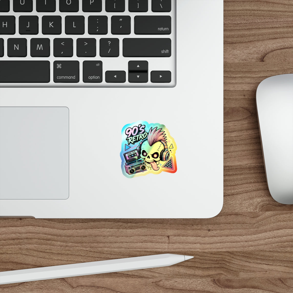 Retro Punk Skull | Holographic Die-Cut Sticker