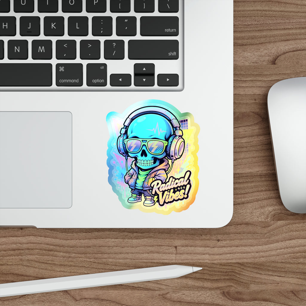 Radical Vibes Skull | Holographic Die-Cut Sticker