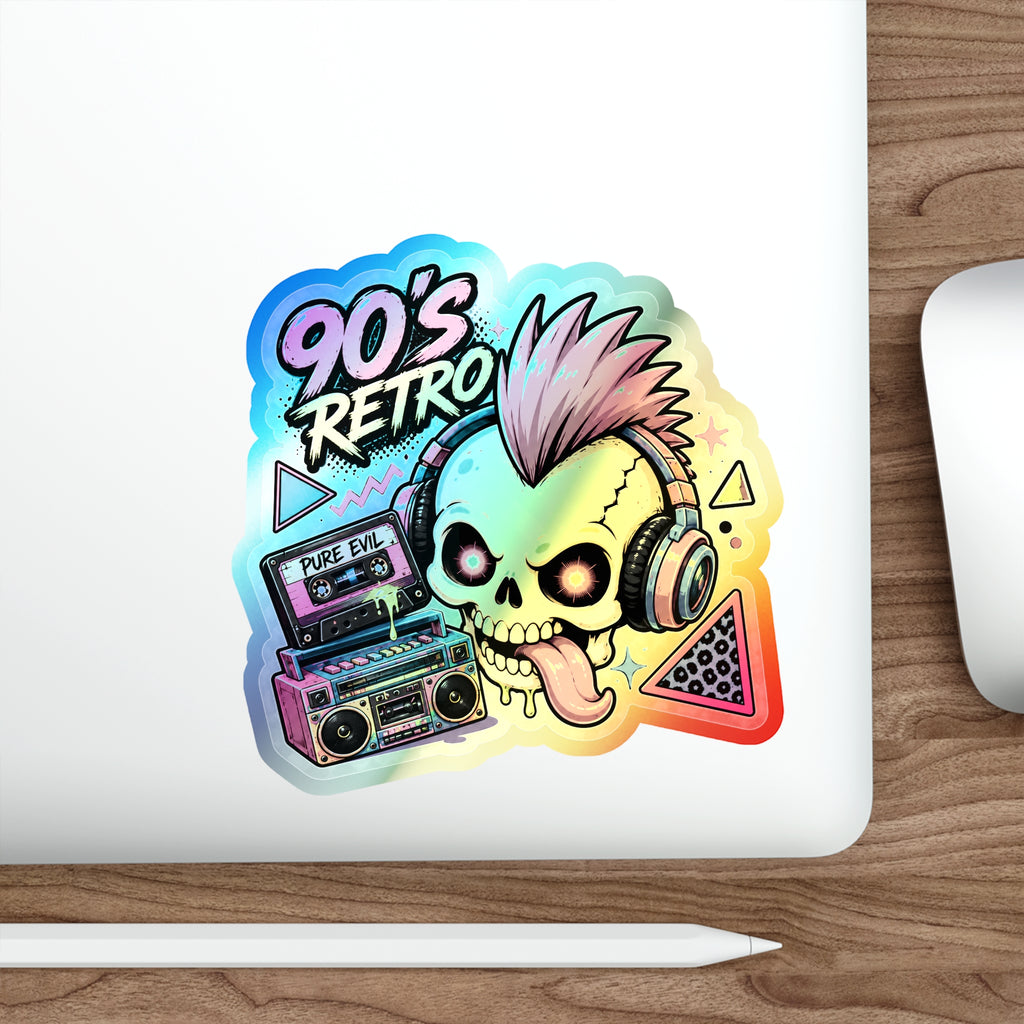 Retro Punk Skull | Holographic Die-Cut Sticker