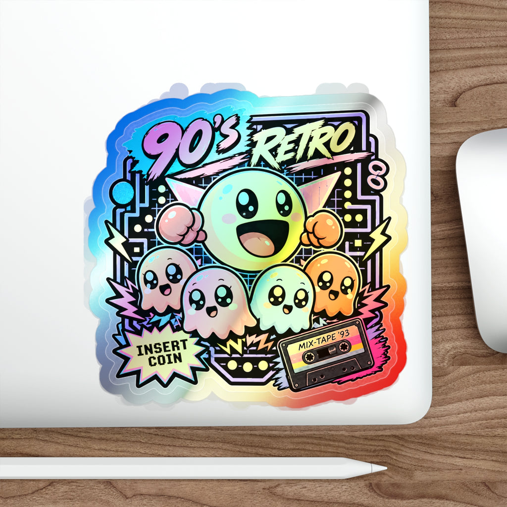 Arcade Ghosts & Mixtape | Holographic Die-Cut Sticker