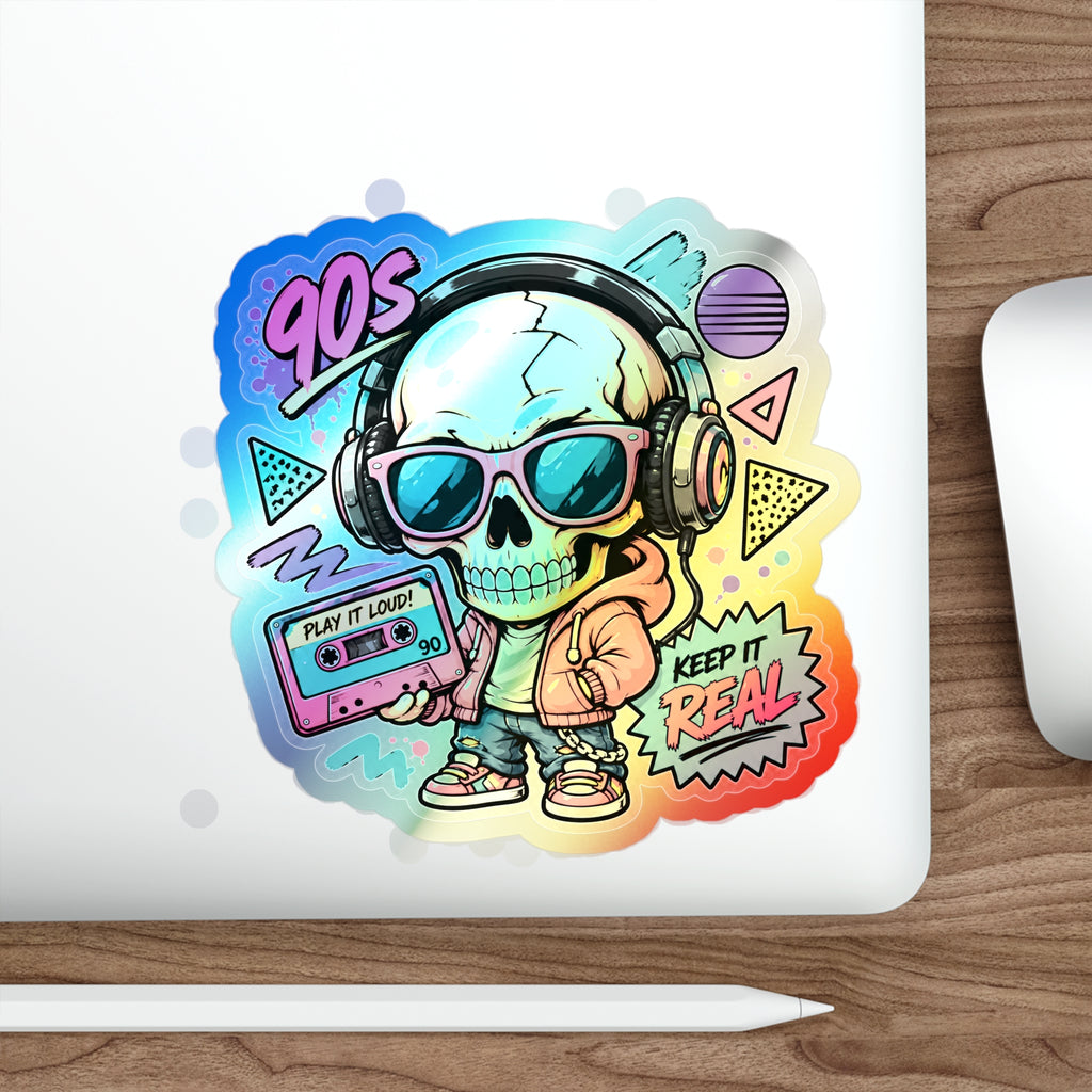 Keep It Real Skull | Holographic Die-Cut Sticker