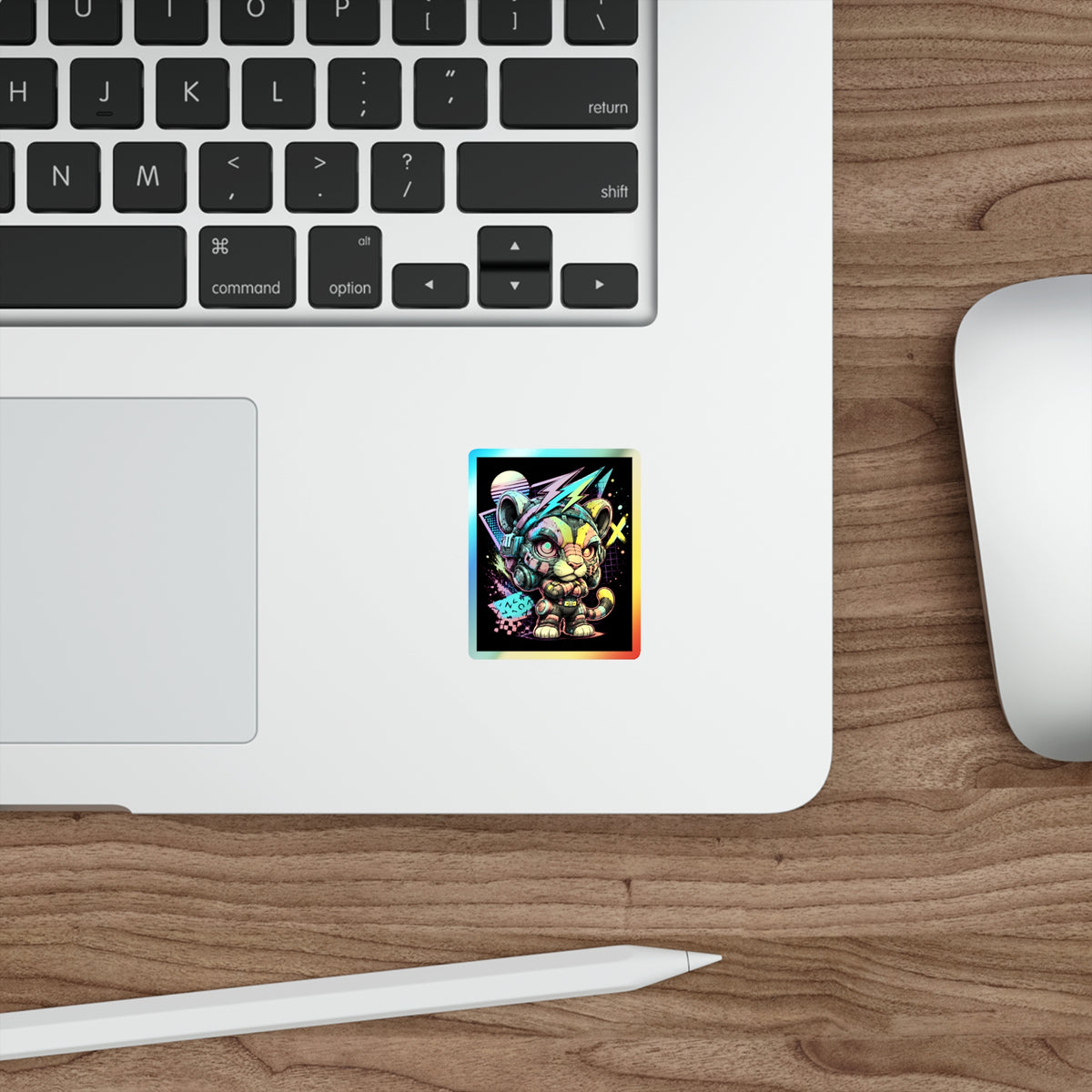 Neon Riot Cat | Holographic Die-Cut Sticker