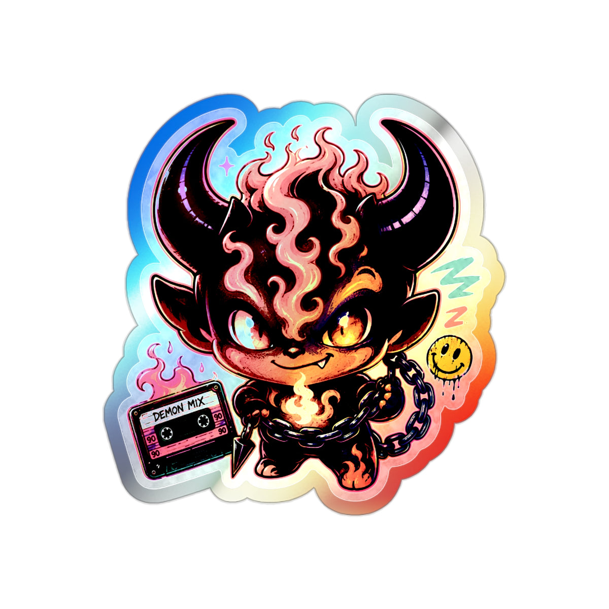 Fire Demon | Holographic Die-Cut Sticker