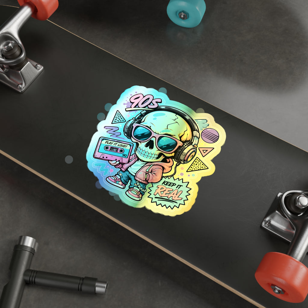 Keep It Real Skull | Holographic Die-Cut Sticker