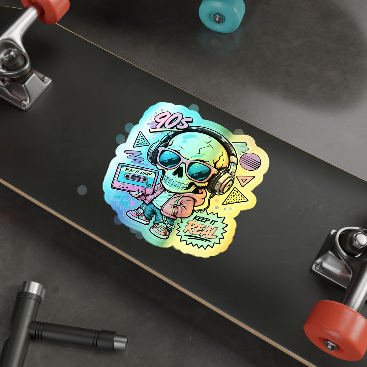 Keep It Real Skull | Holographic Die-Cut Sticker