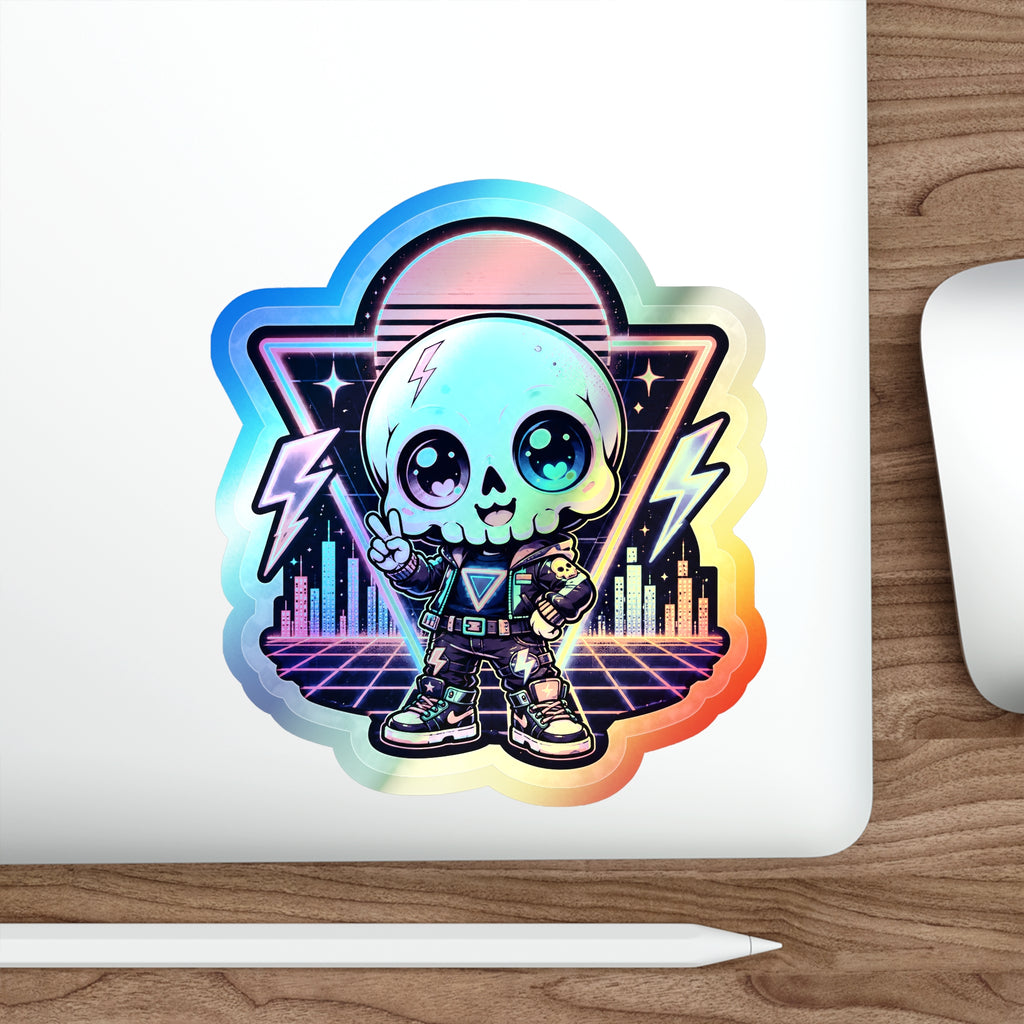 Neon Riot Skull | Holographic Die-Cut Sticker